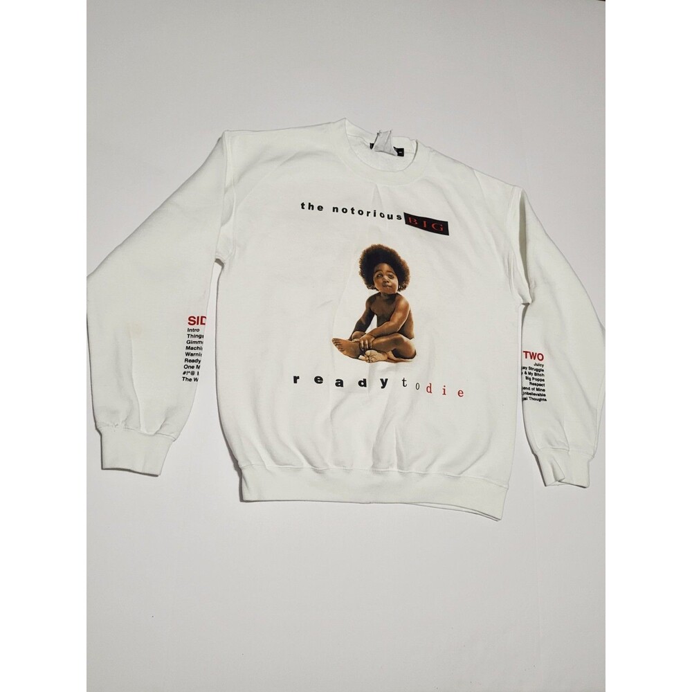 (#C) The Notorious BIG   Ready To Die WHITE Sweater SIZE Adult UNISEX SMALL